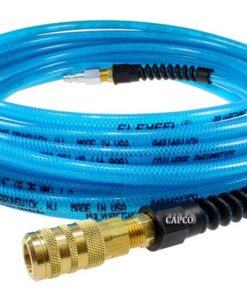 PFE4100TS15X Flexeel Hose, 1/4 ID x 100, 1/4 Industrial QDs w/ SR, Transparent Blue