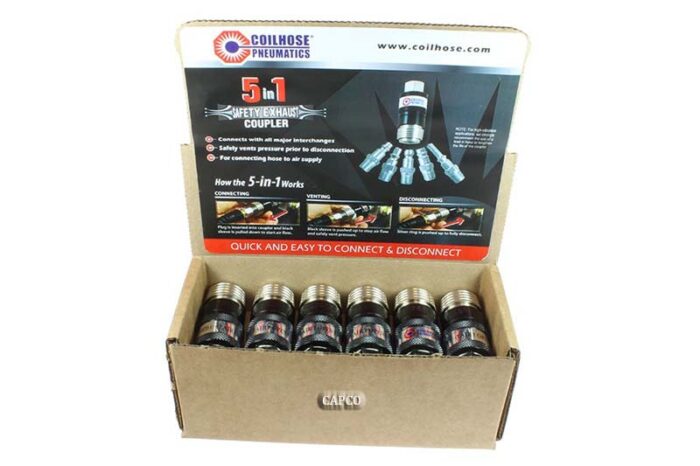 150USE-D12 5-in-1 Safety Exhaust Coupler Display, (12 Pack) - Image 1