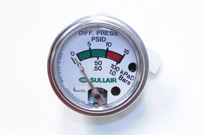 250003-798 Genuine Part by SULLAIR (R) GAUGE, DIFF PRESS 0-15PSI - Image 1