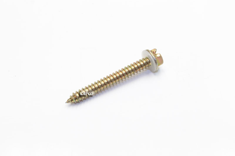 39142690 Ingersoll Rand (OEM)  SCREW,#14 SLOTTED HEX HEAD - C/W NYLON WASHER,ZINC PLATED - Image 1