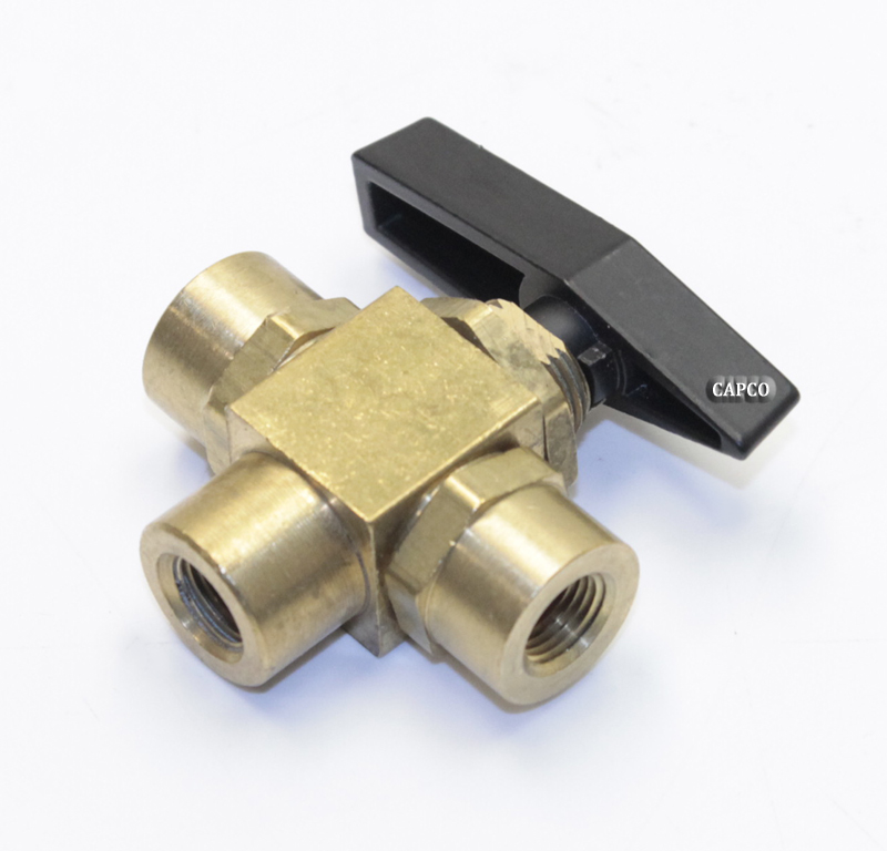 02250117-385 Genuine Part by SULLAIR (R) VLV,BALL 3-WAY 1/8"NPT D-SLOT - Image 1