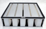 Image of a square-shaped 51PS4785 Chicago Pneumatic air filter with slits on the top and rectangular slots on the sides.|51PS4785 Replacement Chicago Pneumatic Filter