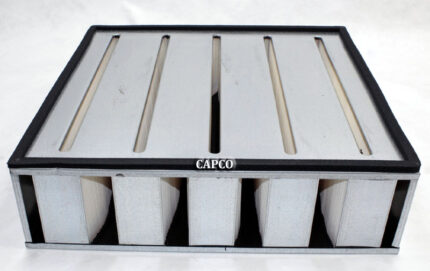 Image of a square-shaped 51PS4785 Chicago Pneumatic air filter with slits on the top and rectangular slots on the sides.|51PS4785 Replacement Chicago Pneumatic Filter